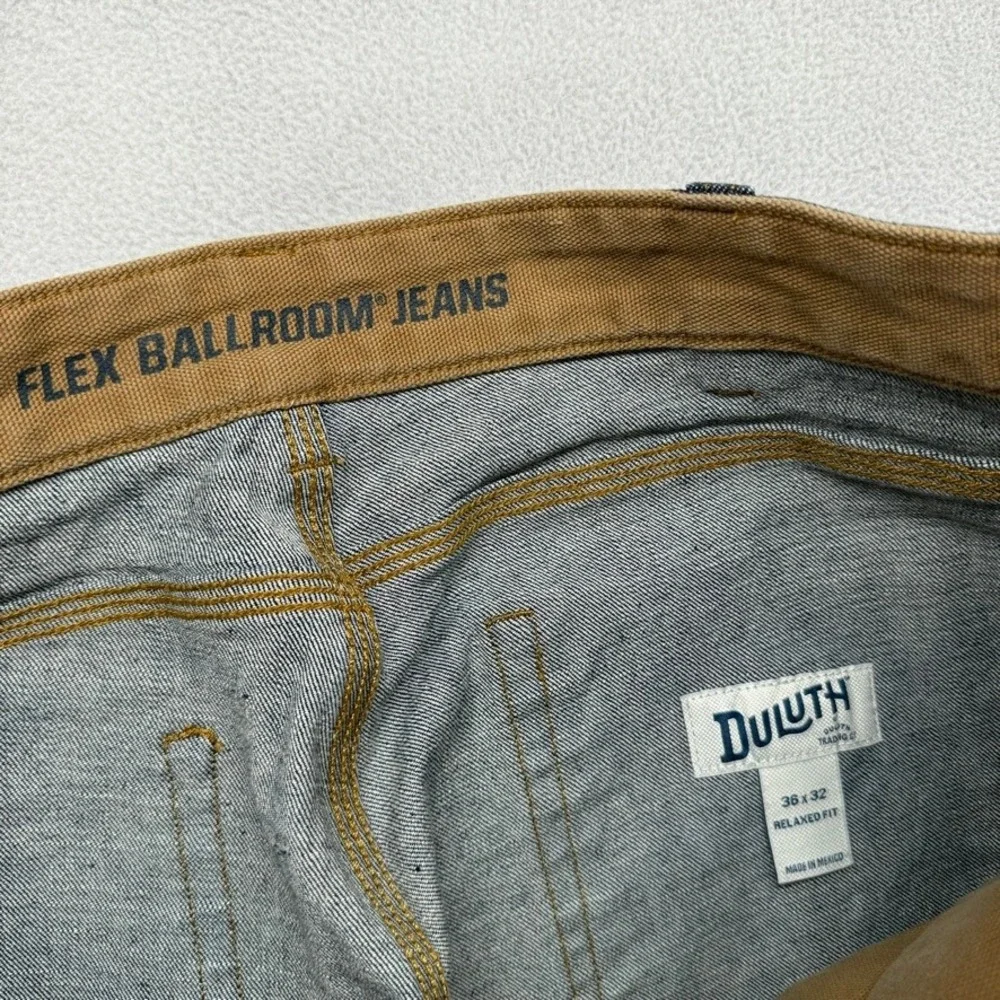 Duluth Jeans Mens 36x32 Blue Flex Ballroom Relaxed Fit Work Denim Cotton Blend